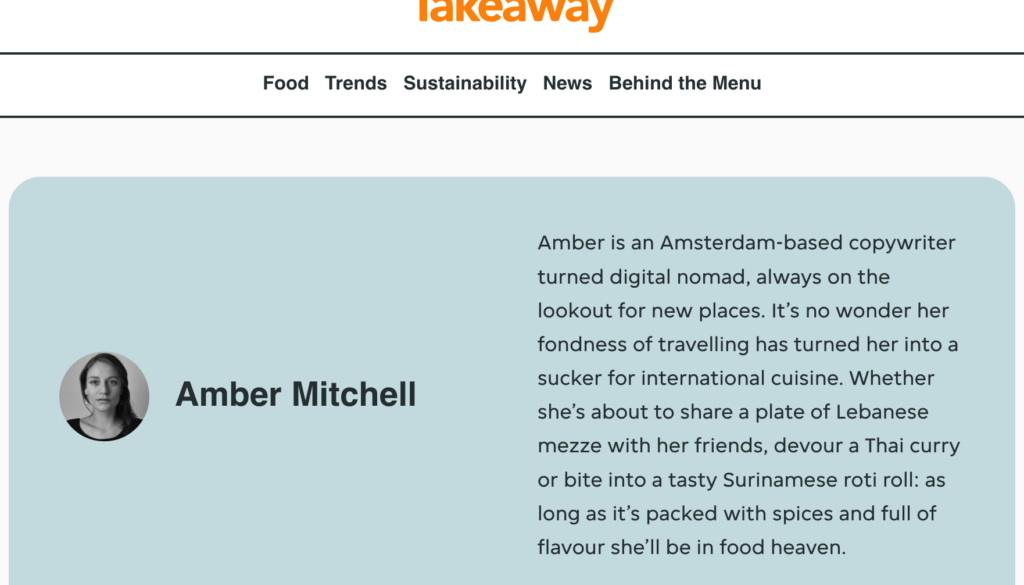 Takeaway Amber Mitchell bio English